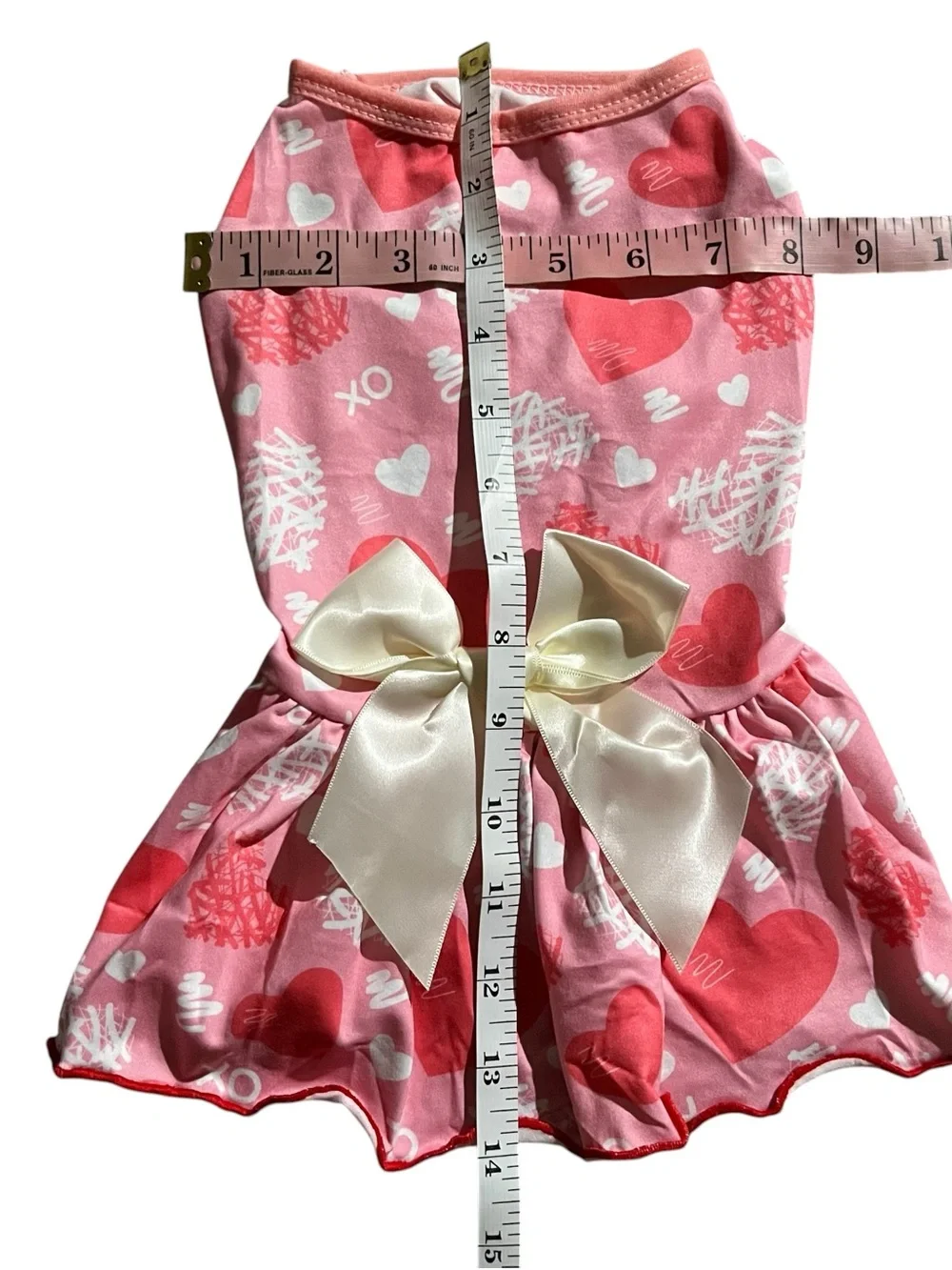 NWOT Pink Heart Print Pet Dress with Cream Bow Size Small